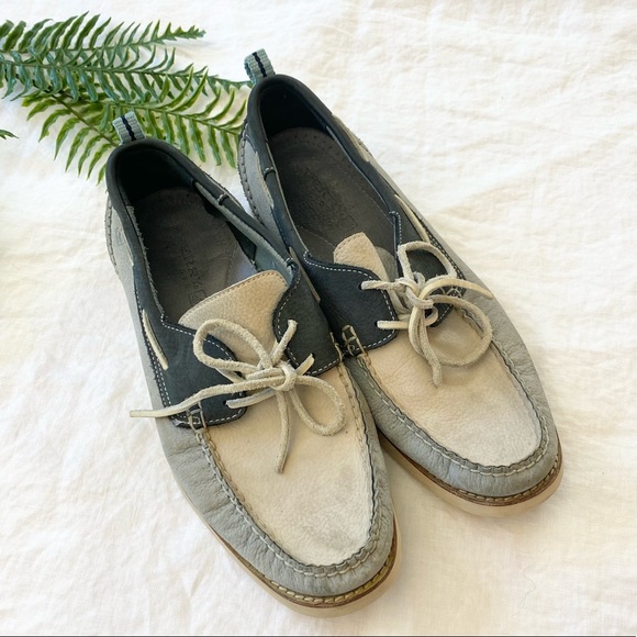 SPERRY Top-Sider Blue & Grey Leather Boat Shoes - Picture 5 of 14
